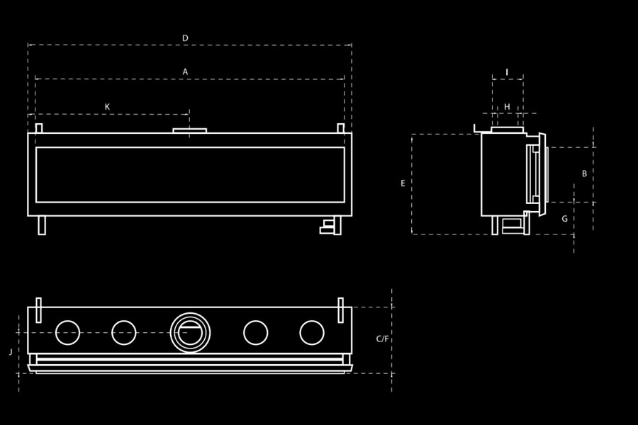 Chimeneas de gas Ortal colección Front Facing Clear